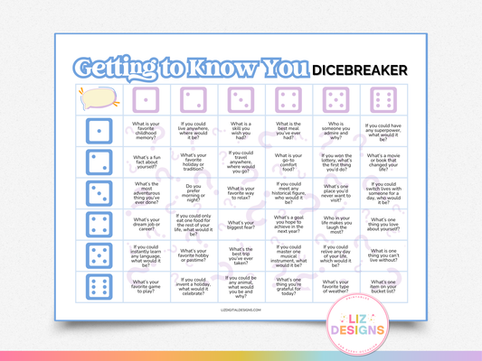 Getting to Know You Dicebreaker Game