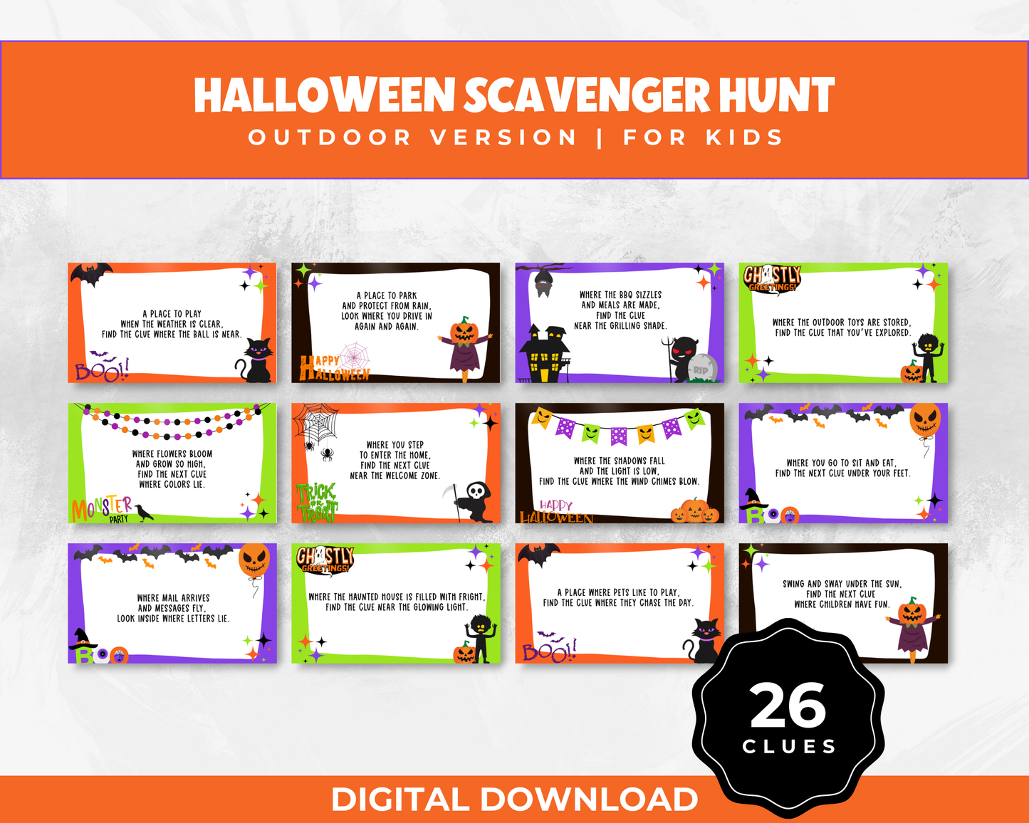 Outdoor Halloween Scavenger Hunt Game