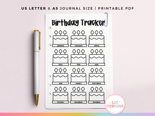 Birthday Tracker (Planner Insert)
