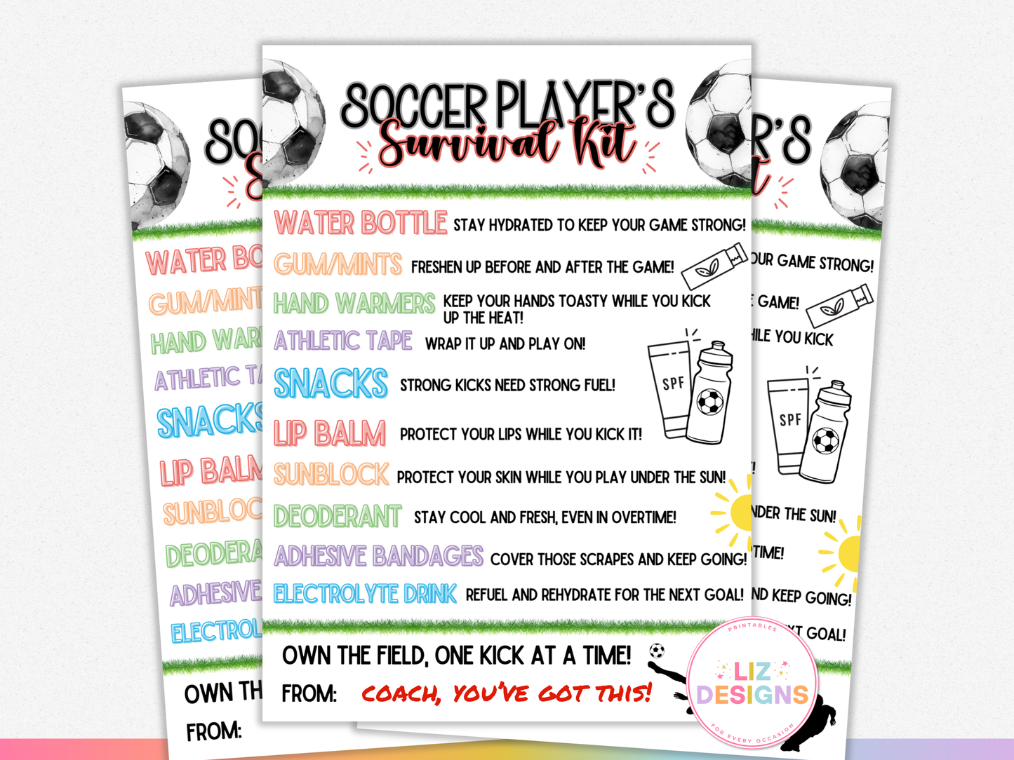 Soccer Player's Survival Kit Tags