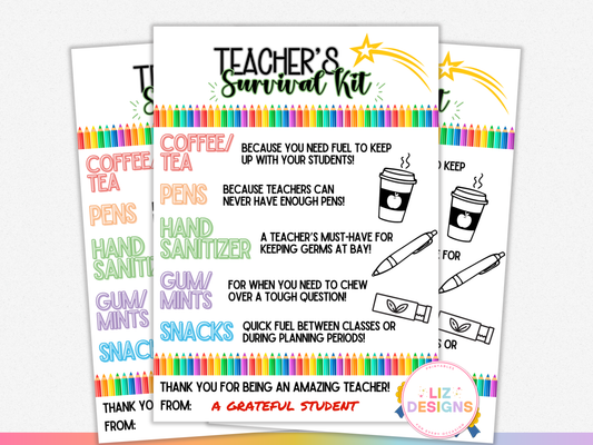 Teacher's Survival Kit Tags