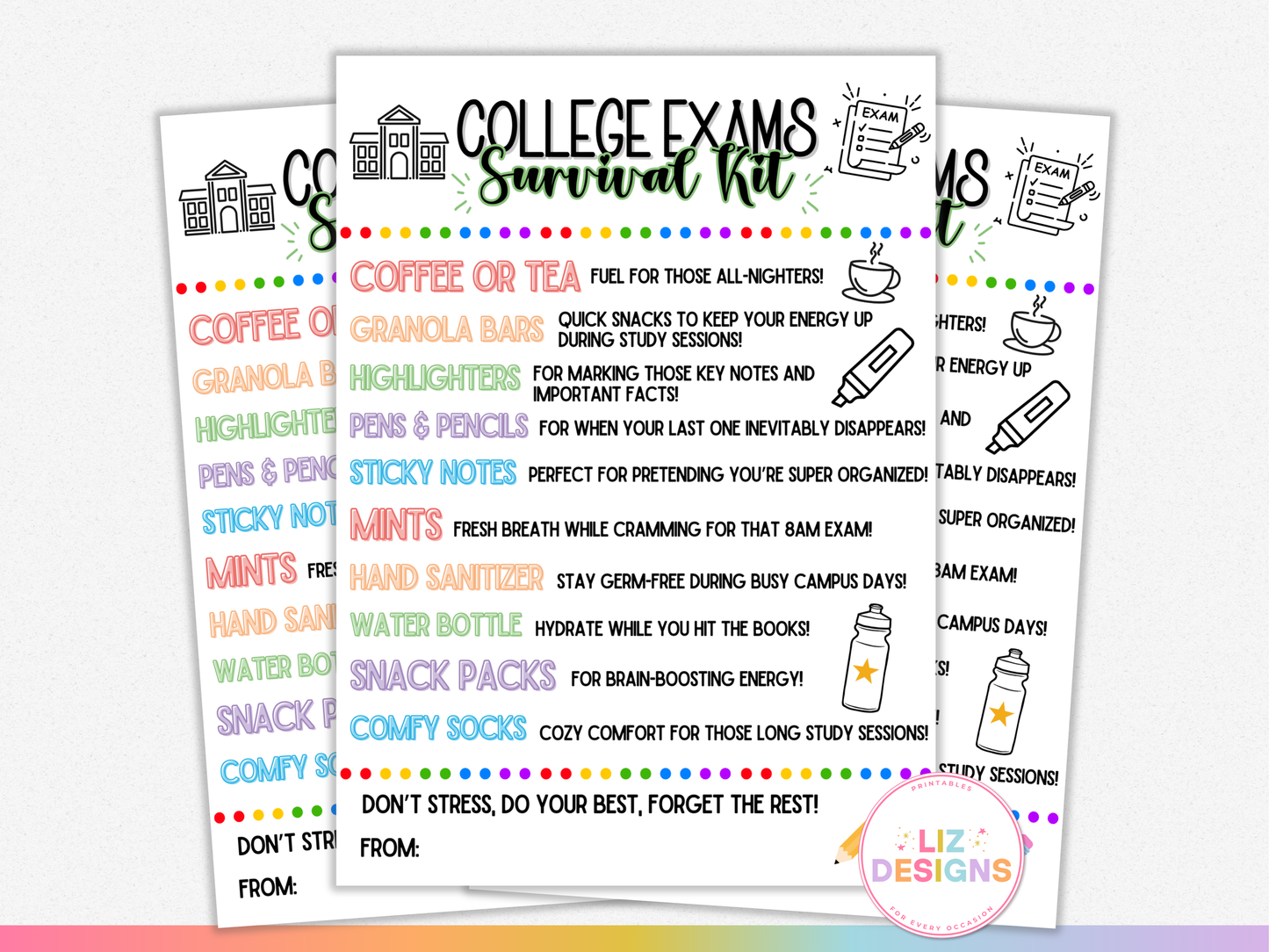 College Exams Survival Kit Tags