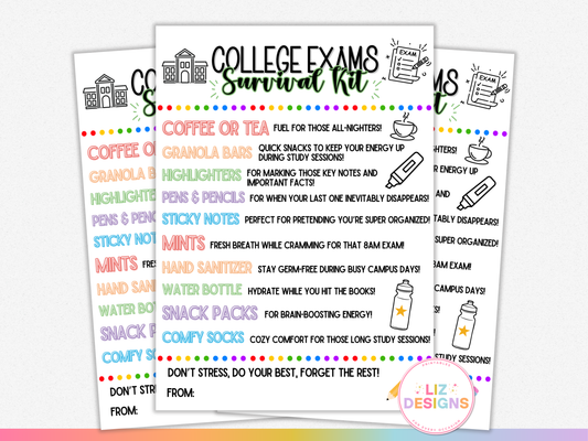 College Exams Survival Kit Tags