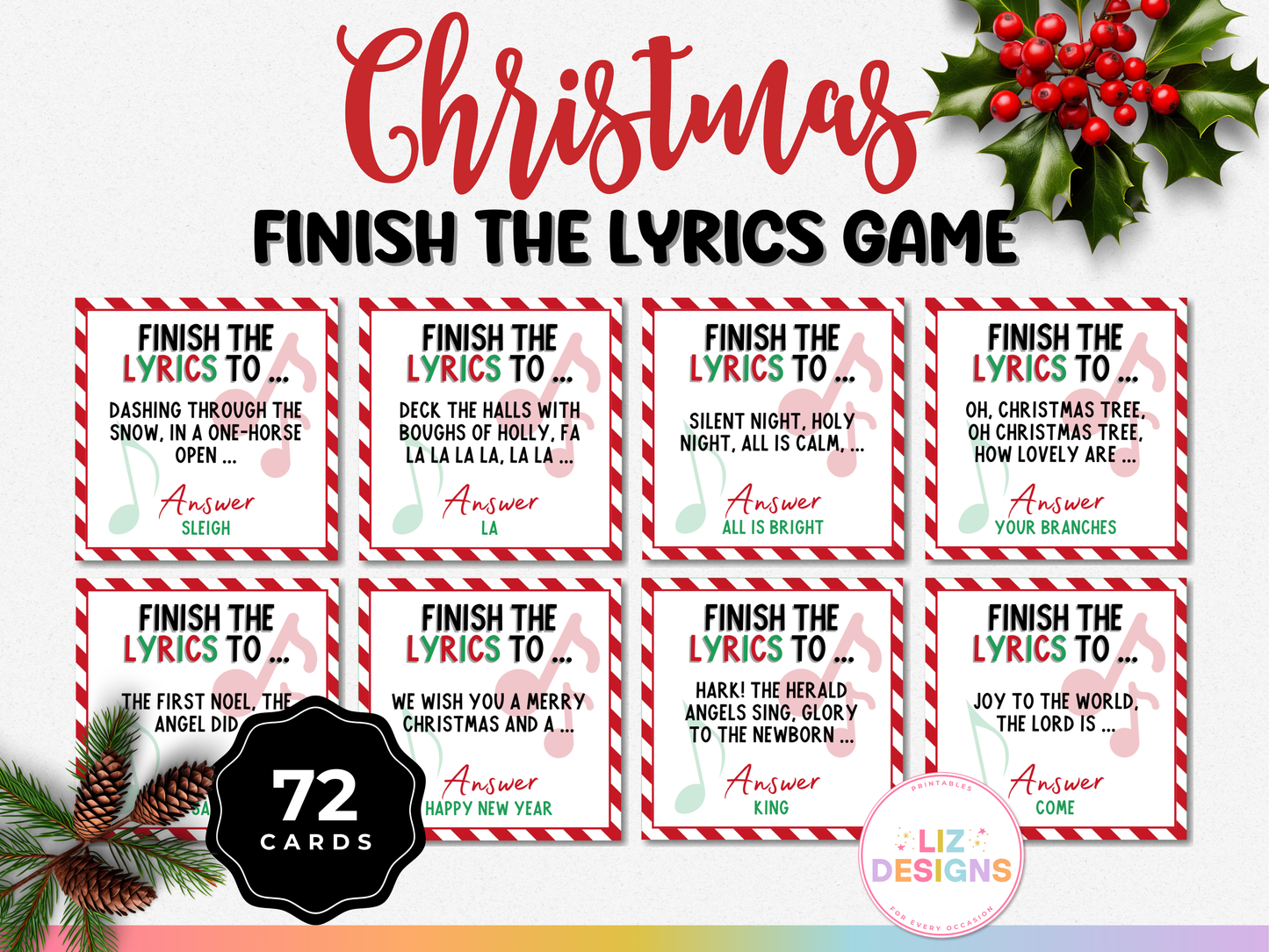 Christmas Finish the Lyrics Game