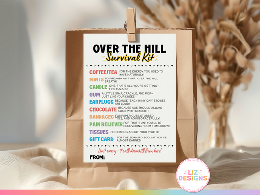 Over the Hill Survival Kit Tags