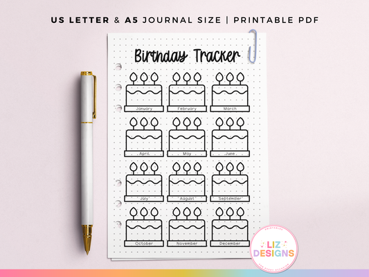 Birthday Tracker (Planner Insert)