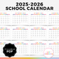 2025-2026 School Year Calendar (Fillable PDF)