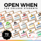 "Open When" Labels for College Students