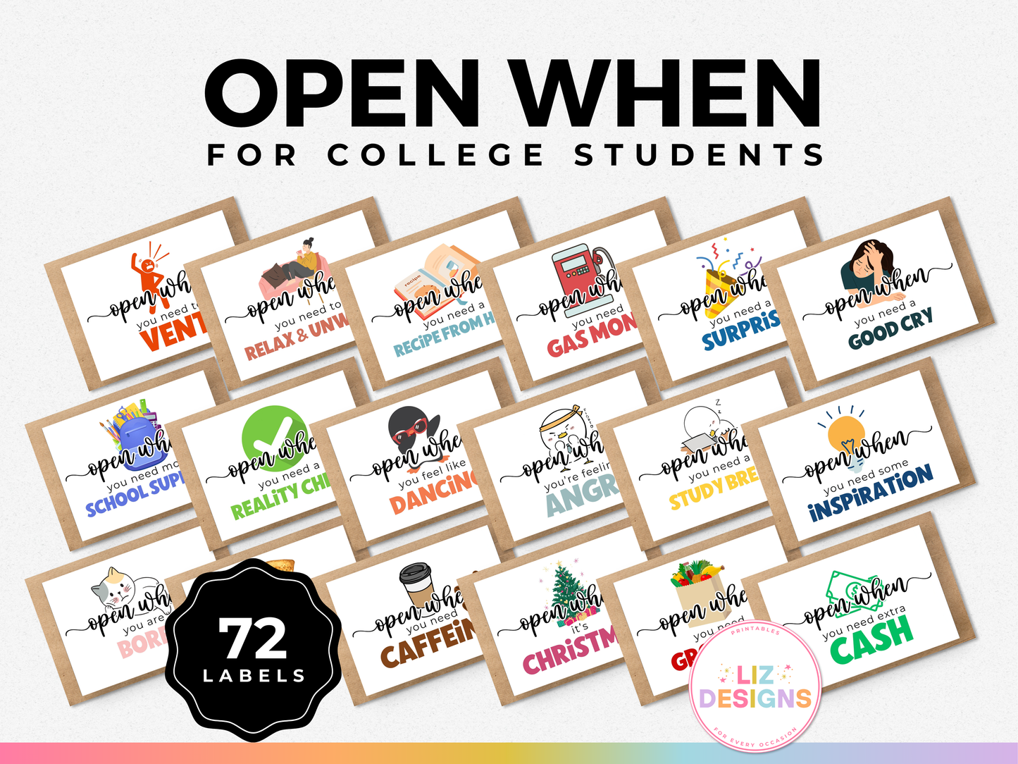 "Open When" Labels for College Students