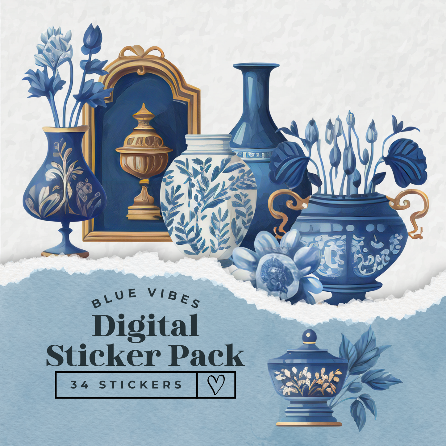 Blue Vibes Digital Sticker Pack