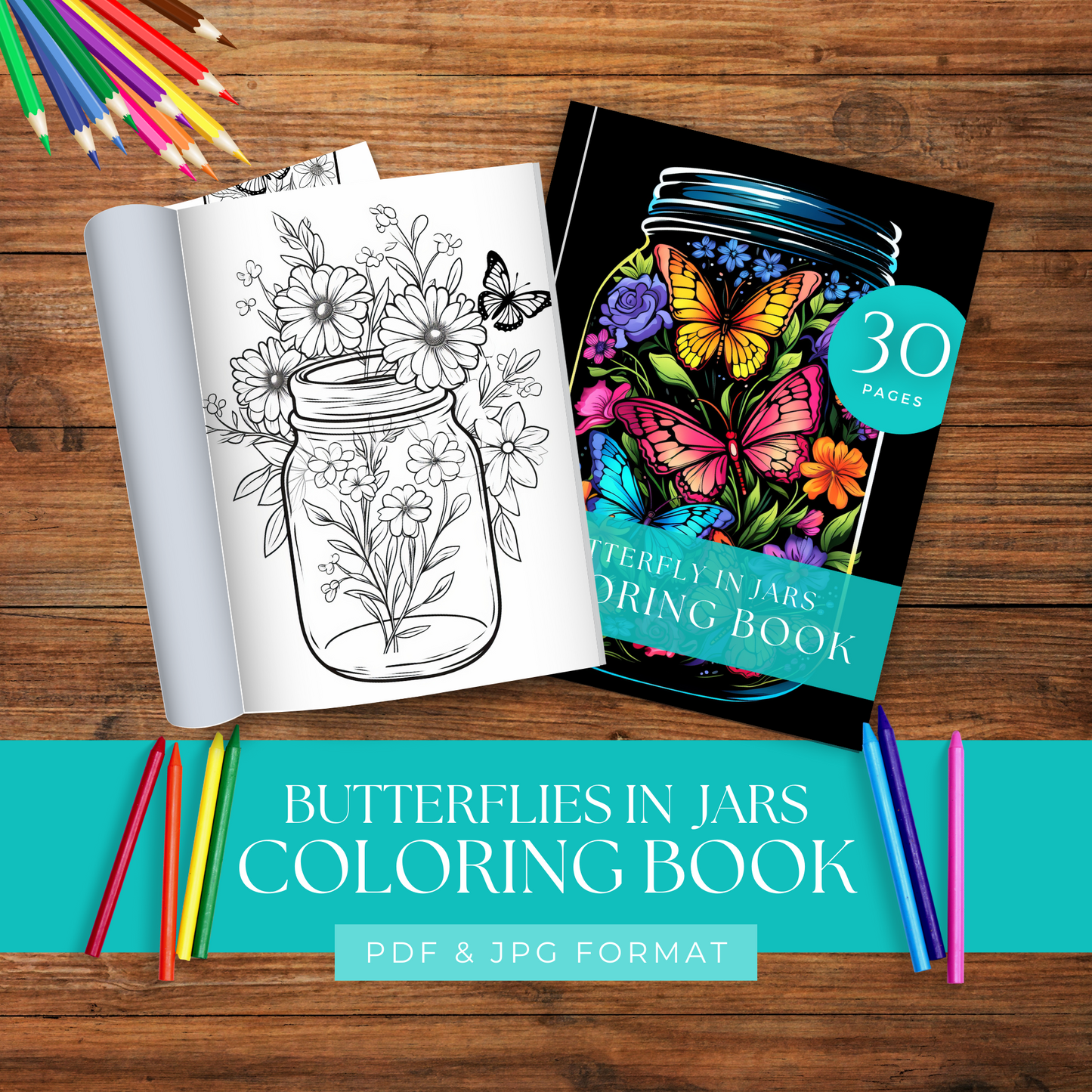 Butterflies in Jars - Coloring Book