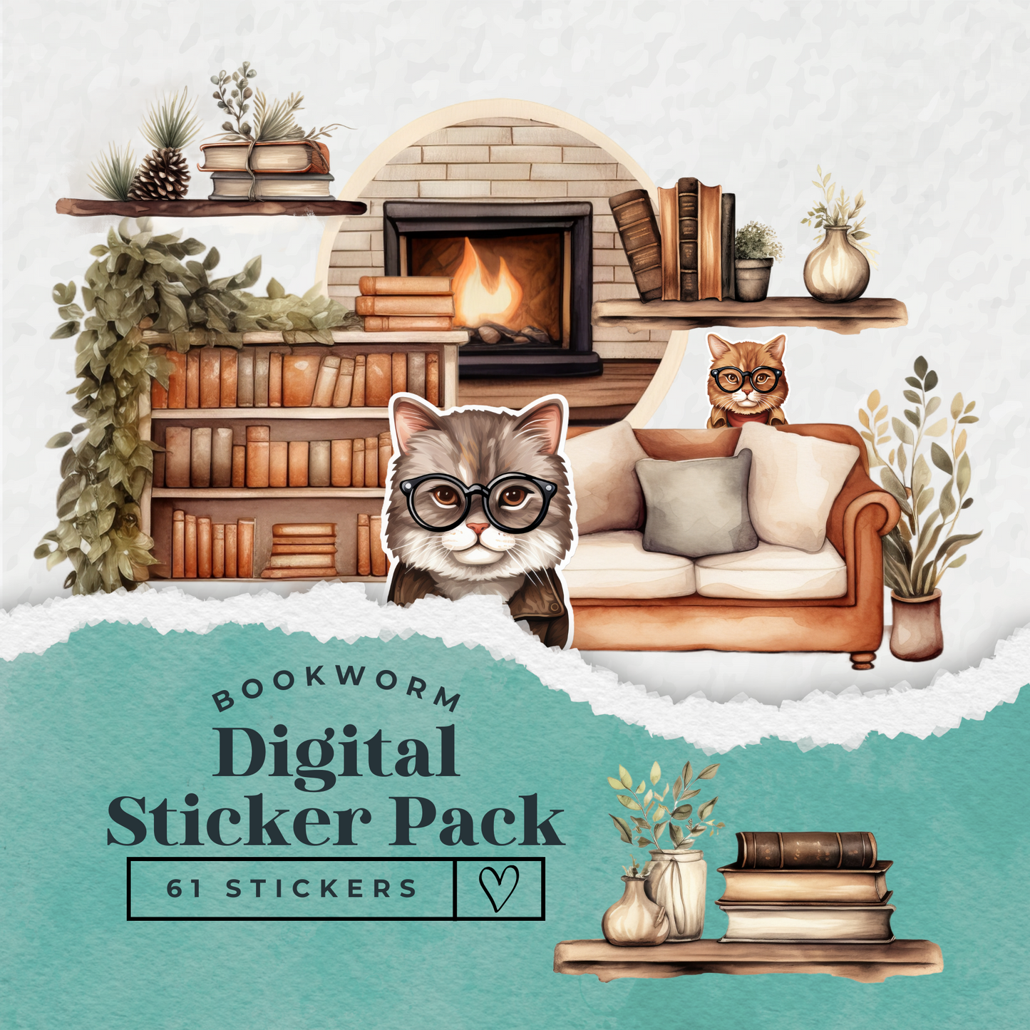 Bookworm Digital Sticker Pack