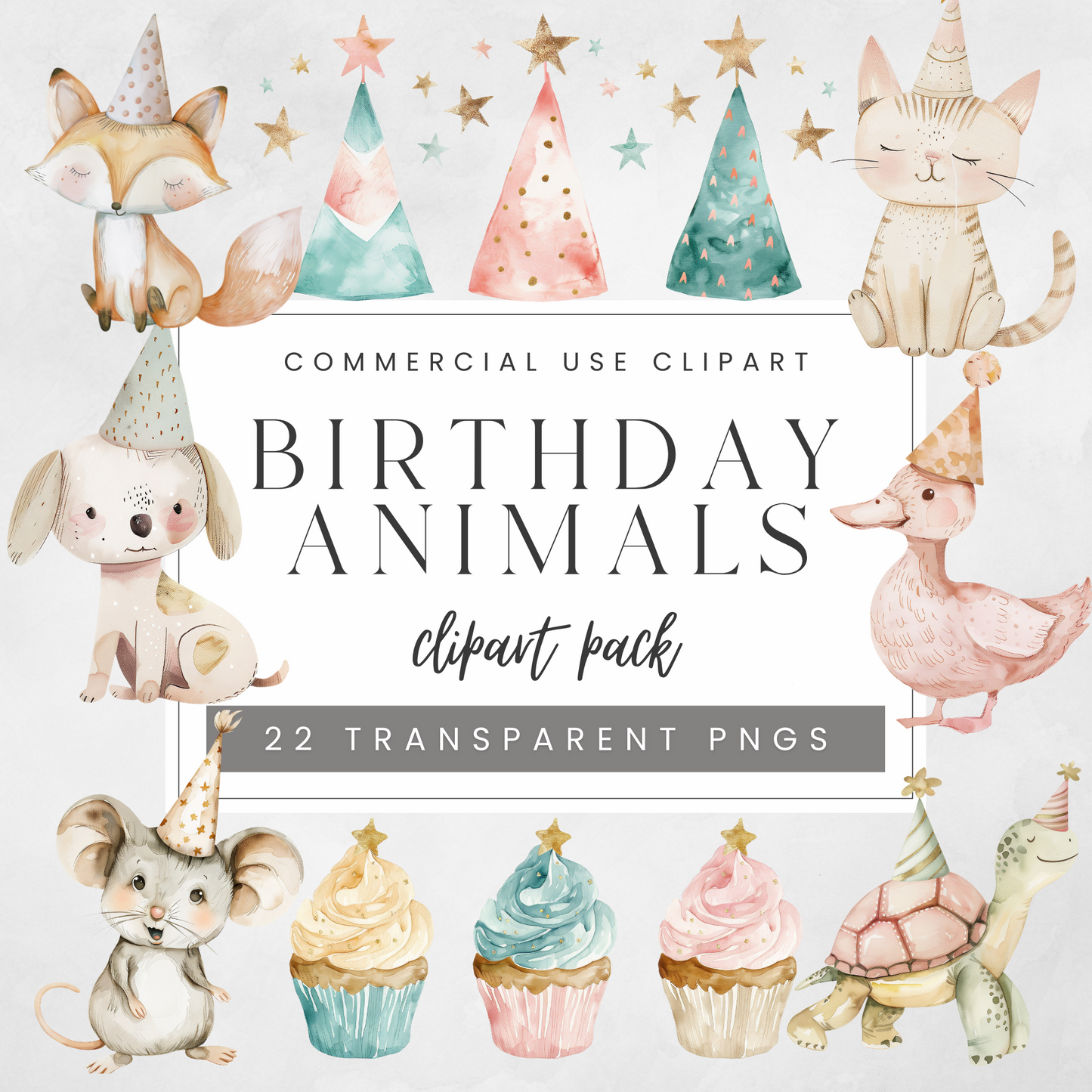 Birthday Animals Clipart Pack