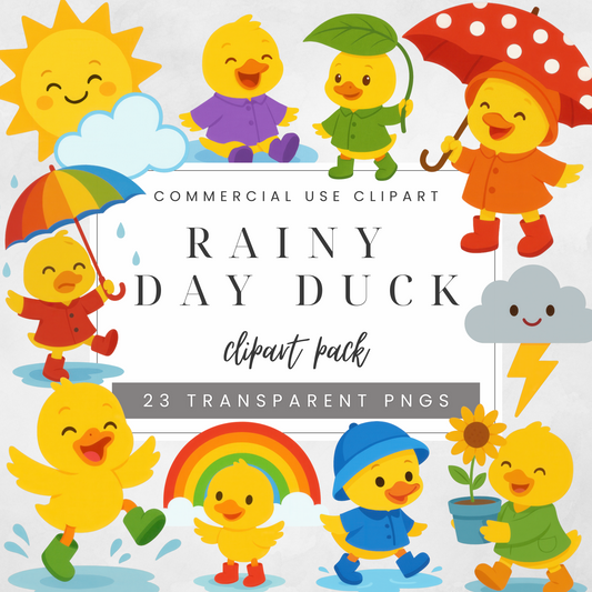 Rainy Day Duck Clipart Pack