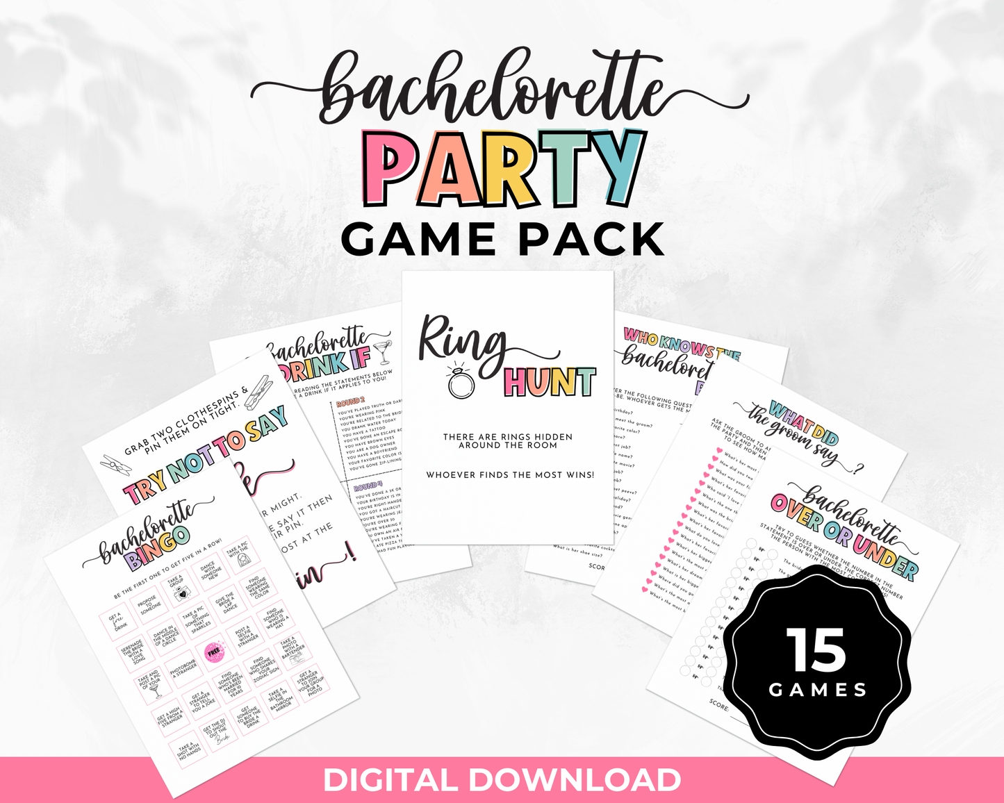 Bachelorette Party Game Pack (15 Games)