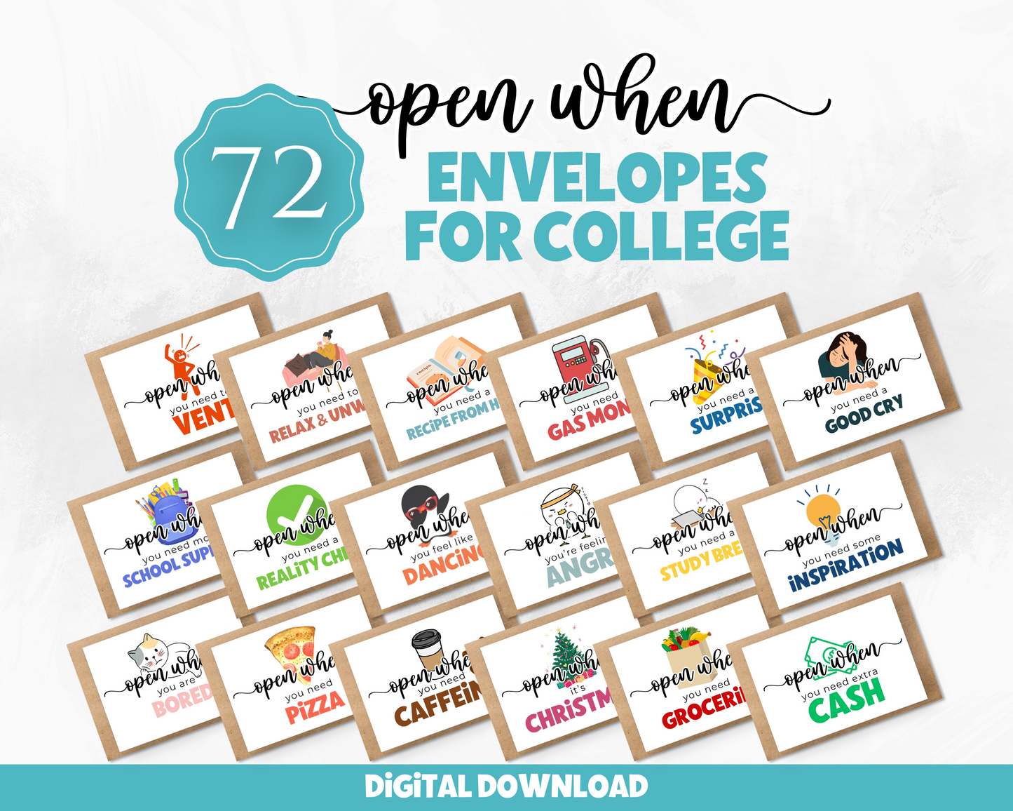 "Open When" Envelopes for College