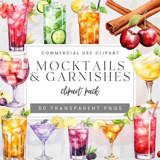 Mocktails & Garnish Clipart Pack