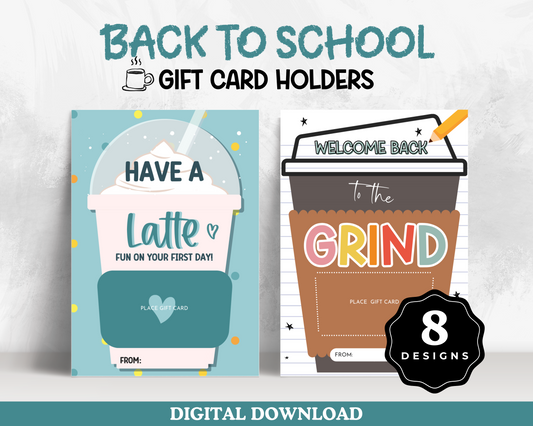 Back to School Coffee Gift Card Holders