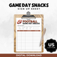 Football Game Day Snacks Sign Up Sheet