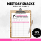 Women's Gymnastics Meet Day Snacks Sign Up Sheet