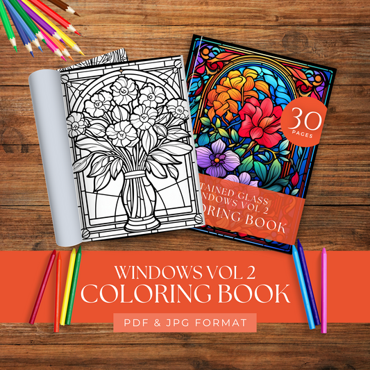 Stained Glass Windows Volume 2 - Coloring Book