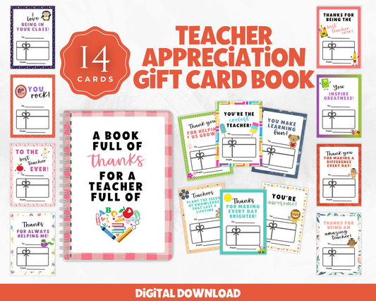 Teacher Appreciation Gift Card Book