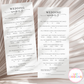 "Wedding Wagers" Wedding Prop Bet Game