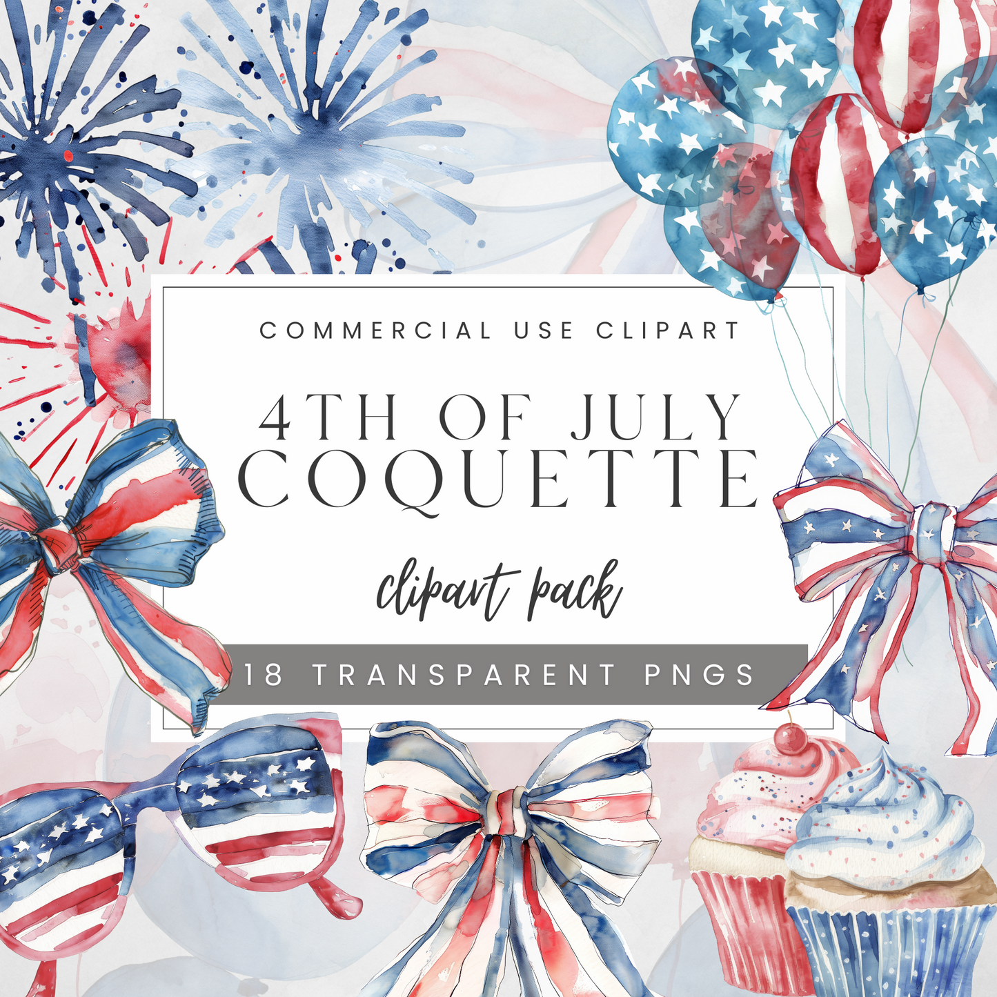 4th of July Coquette Clipart Pack