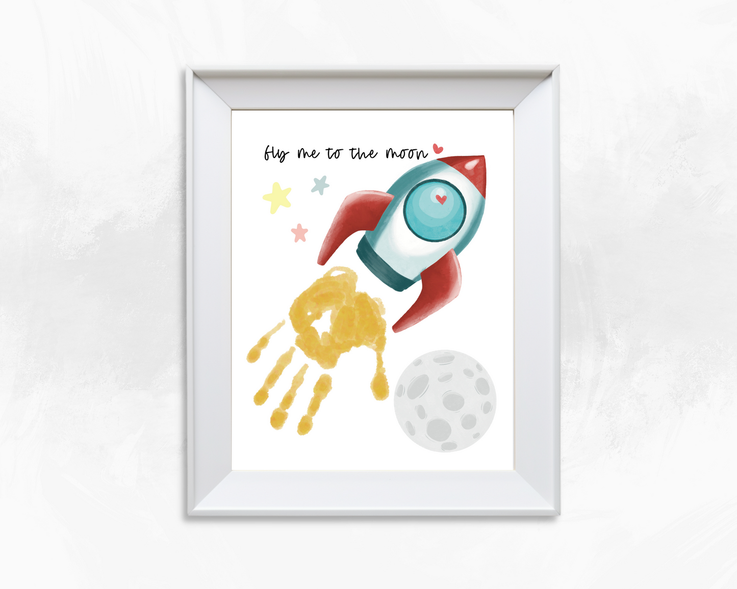 Valentine's Day - Fly Me to the Moon Handprint Art