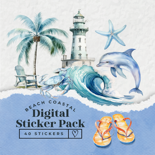 Beach Coastal Digital Sticker Pack