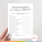Who Knows the Birthday Girl Best? - Birthday Party Game