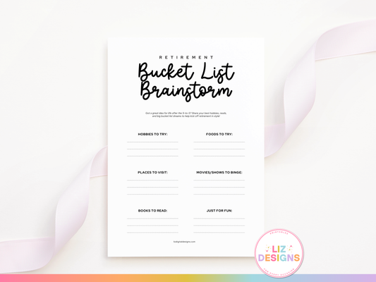 Retirement Party Game - Bucket List Brainstorm