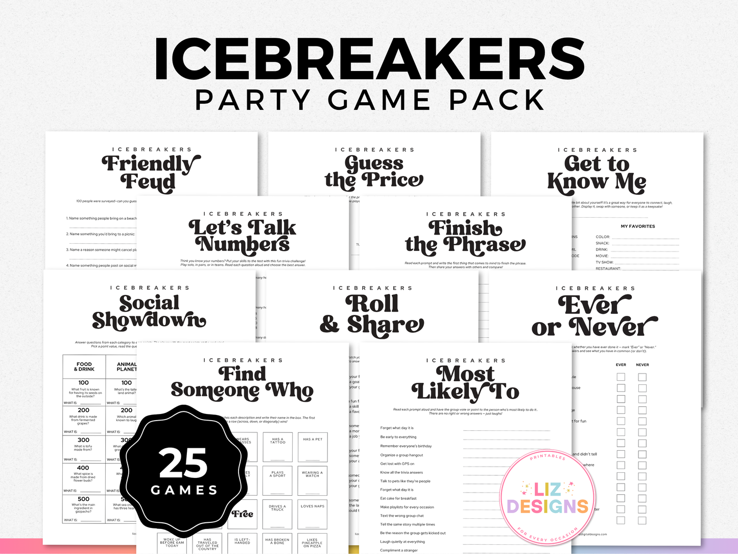 Icebreakers Party Game Pack (25 Games)