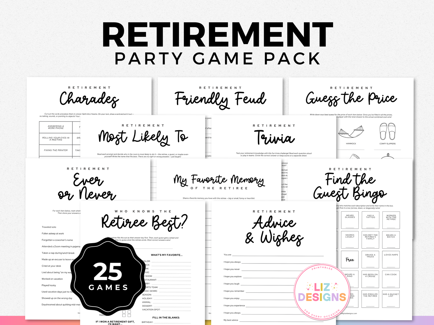 Retirement Party Game Pack (25 Games)