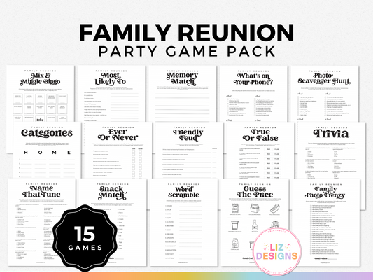Family Reunion Party Game Pack (15 Games)