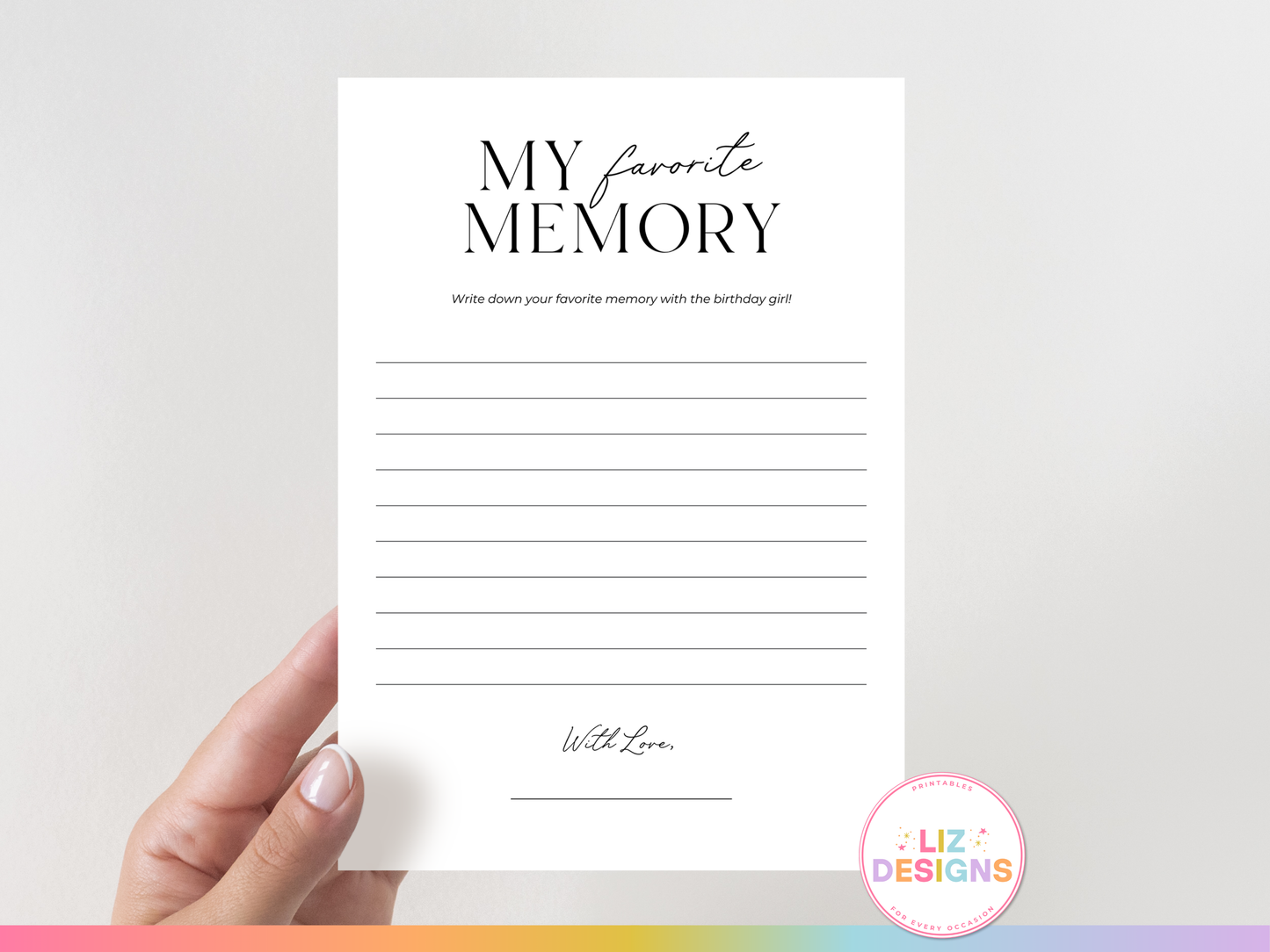 My Favorite Memory - Birthday Party Game