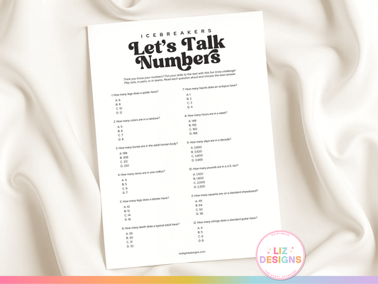 Icebreakers Party Game - Let's Talk Numbers