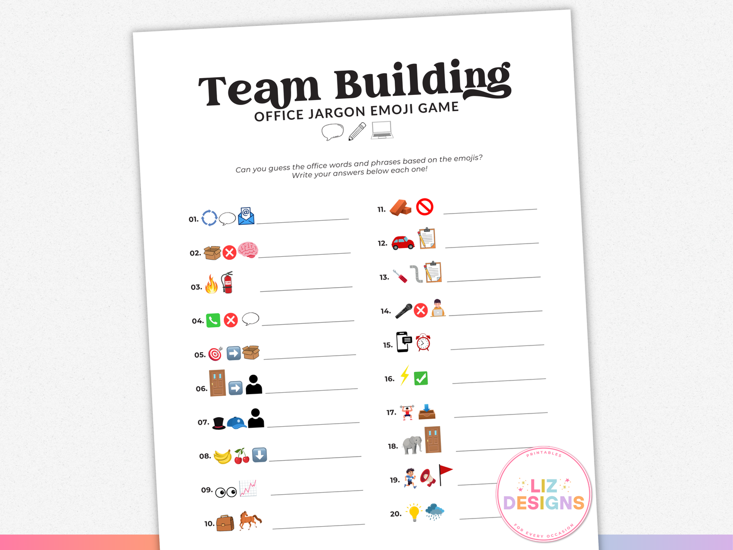 Team Building Office Jargon Emoji Game