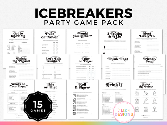 Icebreakers Party Game Pack (15 Games)
