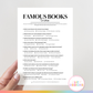 Famous Books Trivia - Book Club Edition