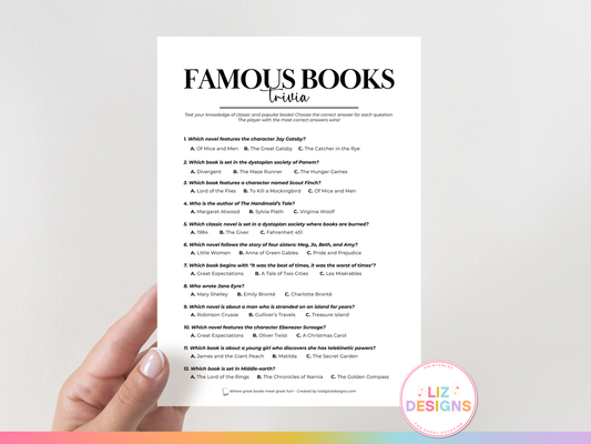 Famous Books Trivia - Book Club Edition