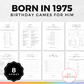 Born in 1975 - Birthday Party Game Pack for Him