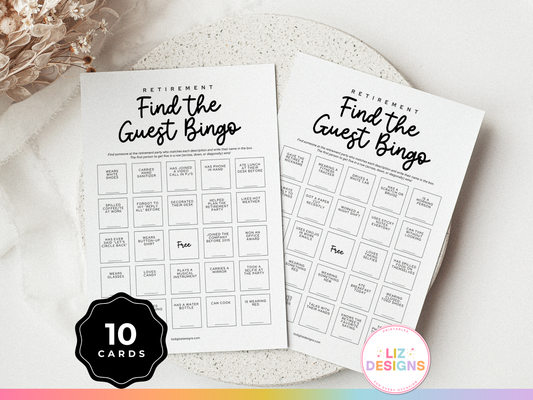 Retirement Party Game - Find the Guest Bingo