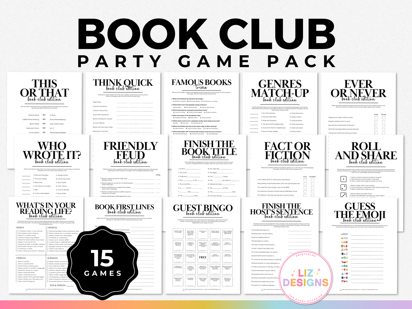 Book Club Game Pack (15 Games)