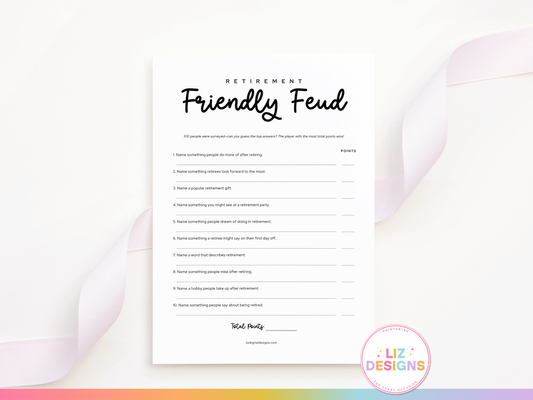 Retirement Party Game - Friendly Feud
