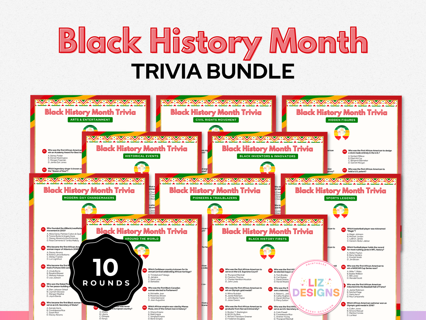 Black History Month Trivia Game Bundle