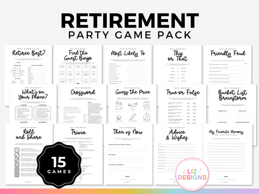 Retirement Party Game Pack (15 Games)