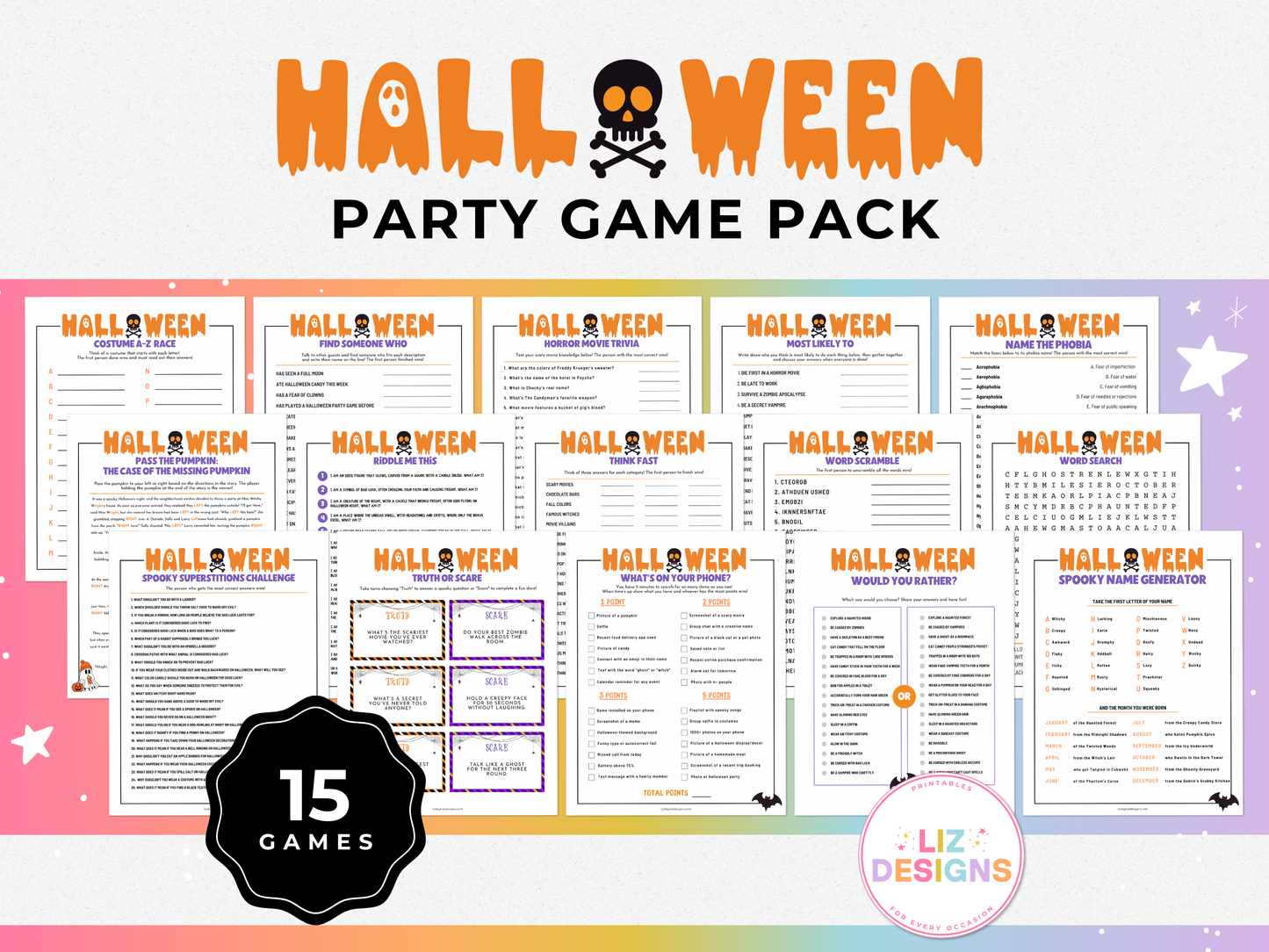 Halloween Party Game Pack (15 Games)