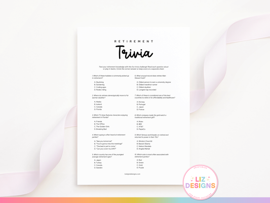 Retirement Party Game - Trivia