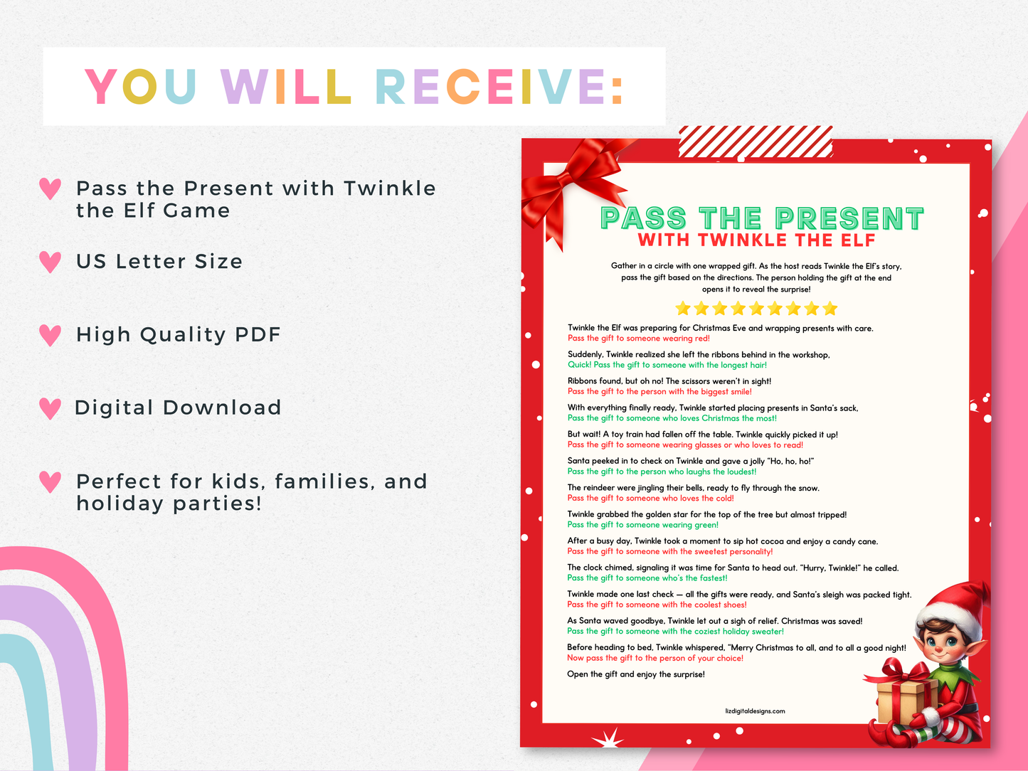 Pass the Present Game with Twinkle the Elf